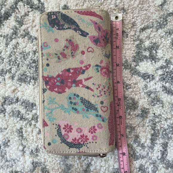 Bird print burlap wallet - Picture 2 of 4